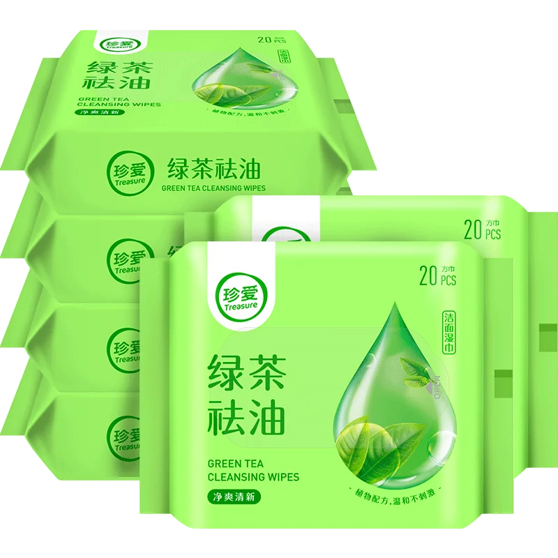  Натуральная влажная салфетка для лица B51 Treasure green
