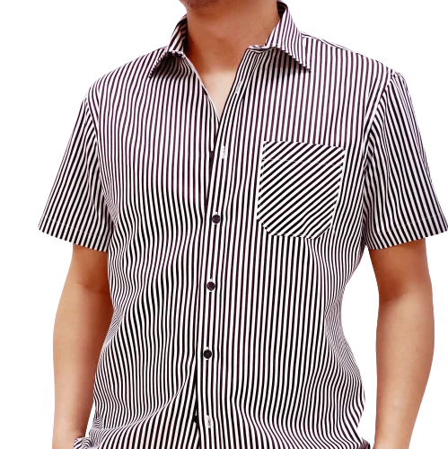 Hot Sales Popular White/Black Stripe Stand Collar Poplin Travel Shirt For Men