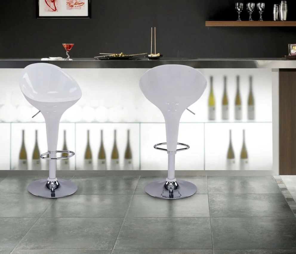 Hydraulic Swivel Bar Chair Adjustable Height Swivel Salon Stool Modern Simple ABS Plastic Sofa Stool with Comfortable Backrest