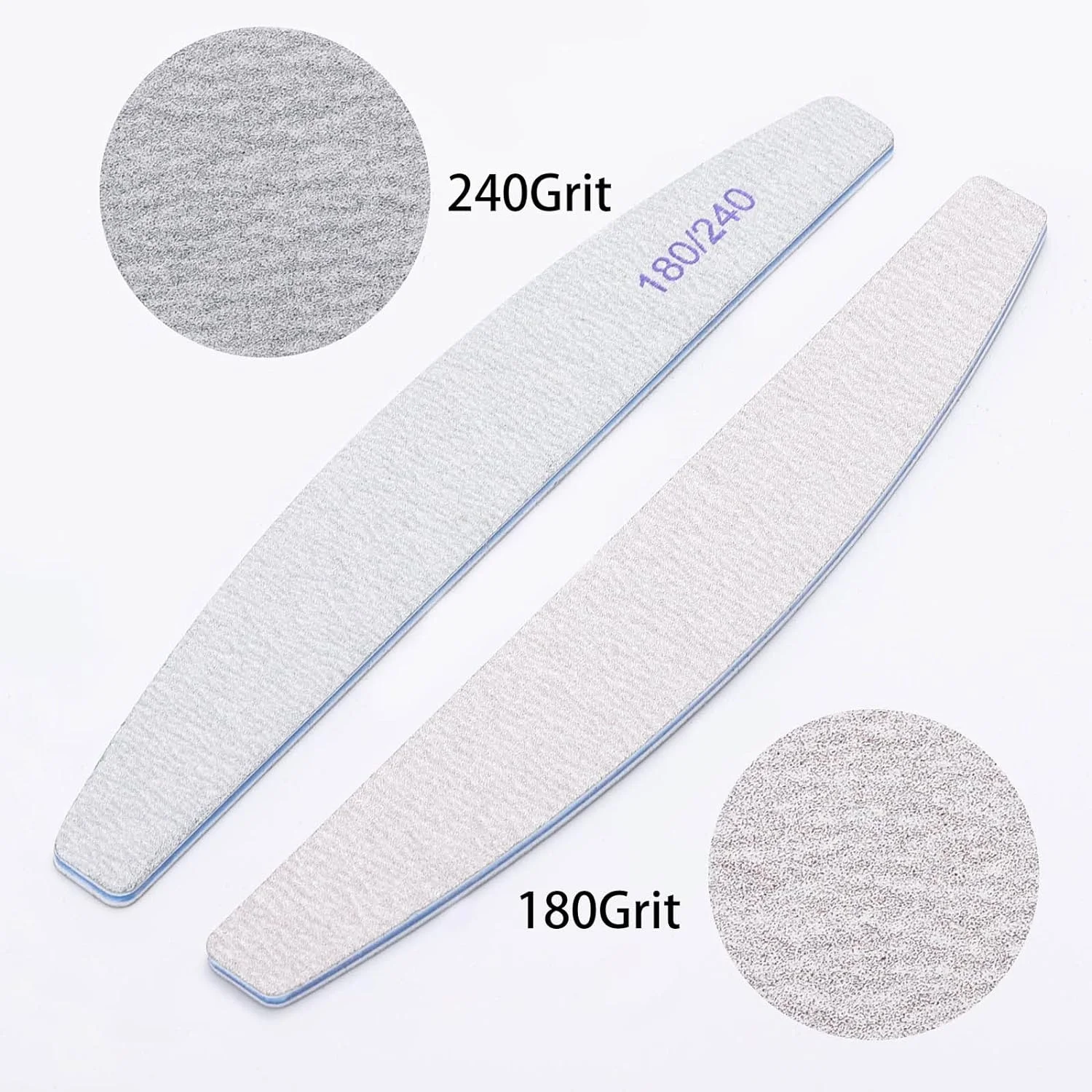 25-Piece Dual Side Nail File Set 180/240 Grit Natural Fingernail Emery Boards with EVA Sponge Material for Polish Application