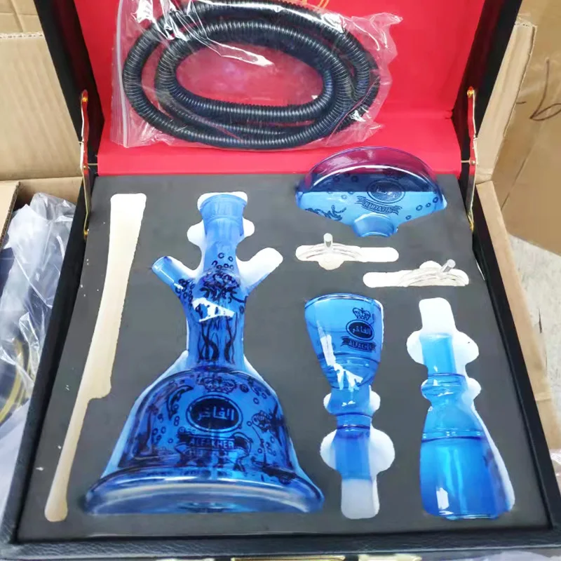 High-end gorgeous Al Fakher full set of coloured frosted glass Arabic shisha accessories