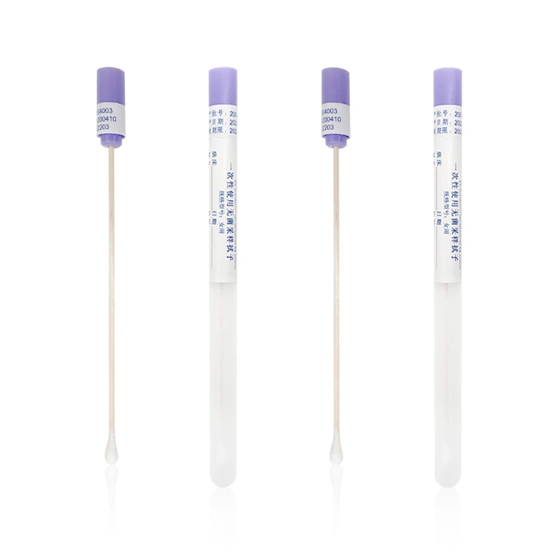 Disposable Sampling Throat Sterile Swab with Tube Test Kit Bamboo Cotton Medical Swabs Wood Sticks Wholesale