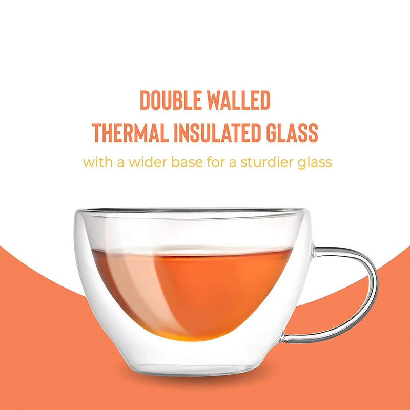 
Wholesale Customized 13 oz Tea Cups Double Walled Thermal Borosilicate Glass Insulated Cup Coffee, Espresso Tea Cappuccino 