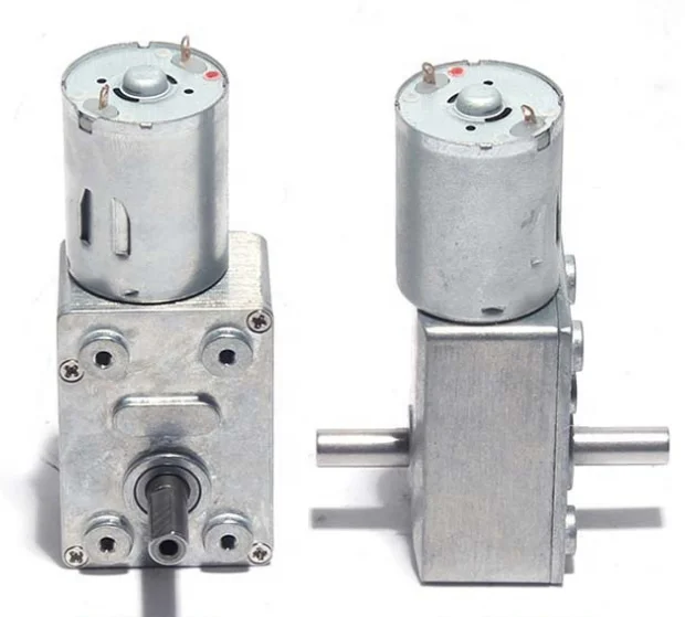 DC 100RPM Speed Double Shaft Reducer High Torque DC Worm Geared Box Motor 370