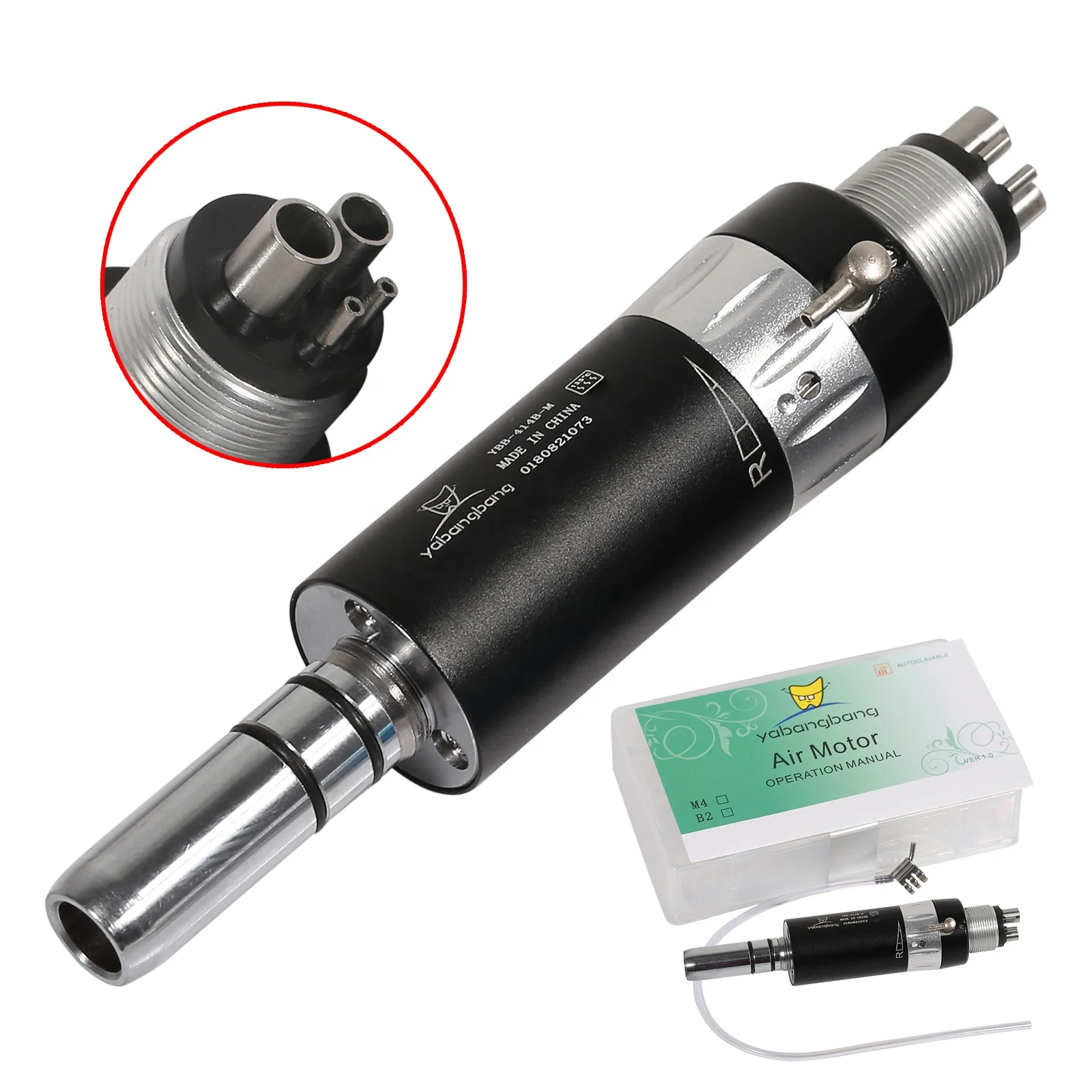 Hot Sale! NSK Style Dental 1:1 E-type External Spray Air Motor 4 Holes Slow/Low Speed Handpiece Black