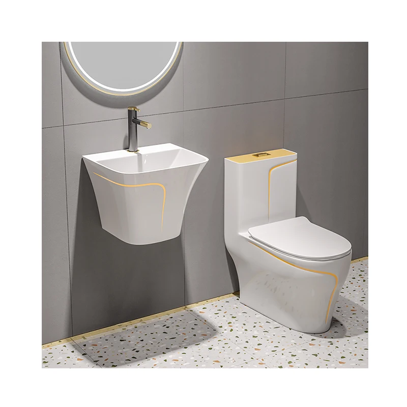 Glazed Vaso Sanitario Toilettes Wall Hung Basin And Matte Grey Colored Toilet Inodoro Bowl Ceramic Water Closet WC Toilet Set