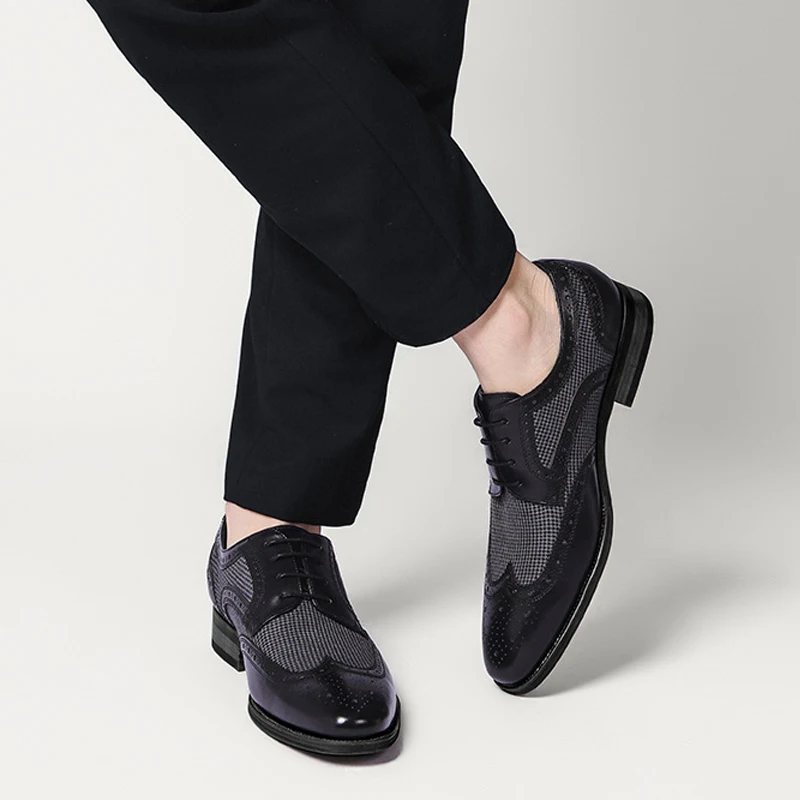 
Mens Brogues Oxford Shoes Pointed Toe Lace Up Formal Smart Casual Office Dress Wedding Dress Shoes 
