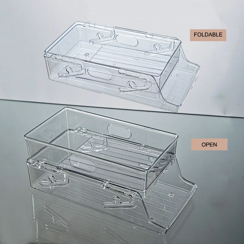 Kitchen Organizer Refrigerator Transparent Plastic Storage Box Soda Can Organizer For Refrigerator