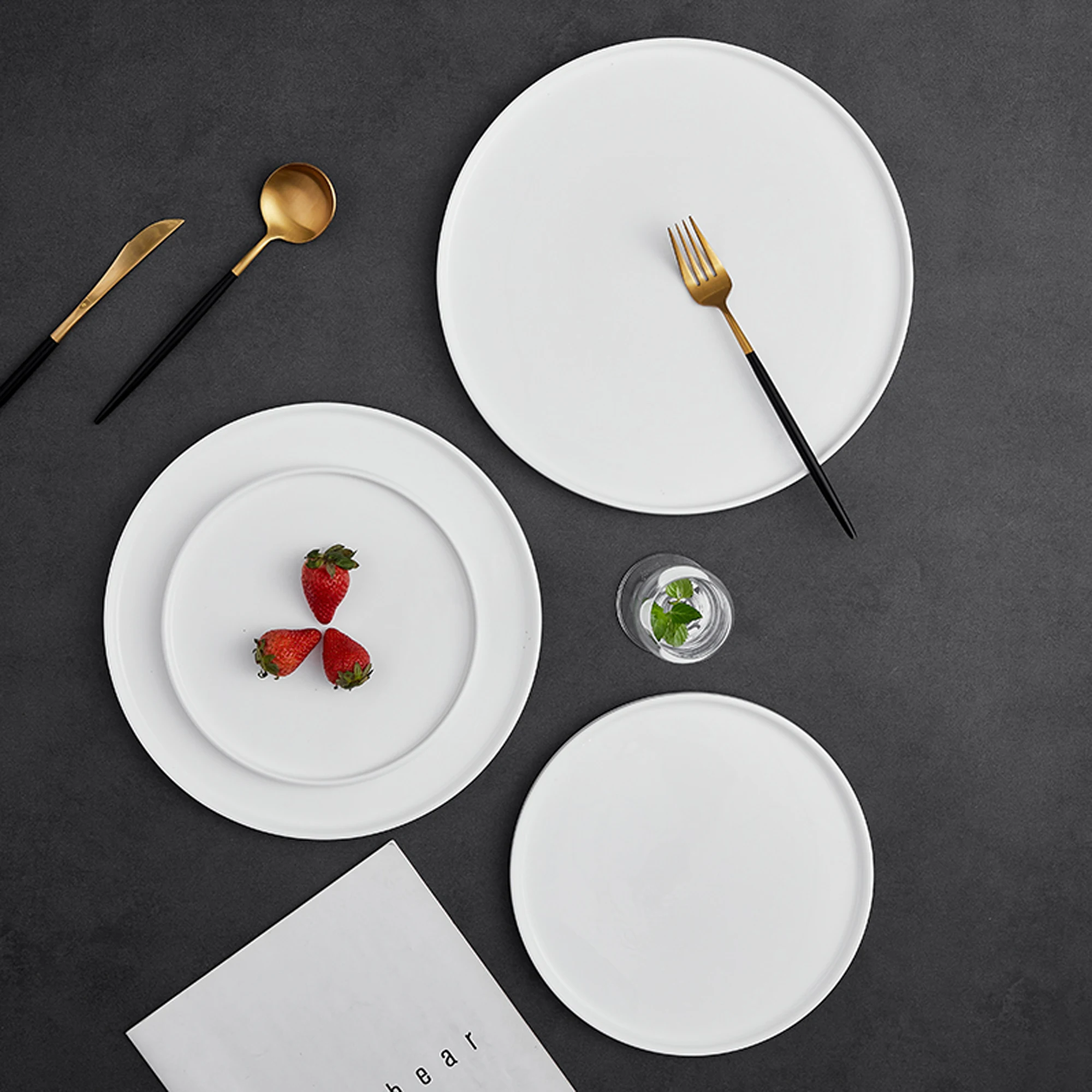 PITO Bohemian Ceramic White Bone China Dinner Plate Dish Tableware Restaurant Serving porcelain Plates White  Dish Set