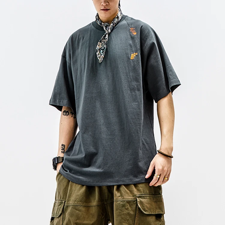 Мужская футболка из 100% хлопка, оптовая продажа, однотонная толстая футболка с вышивкой большого размера на заказ