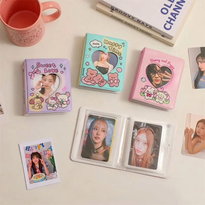 Пользовательские kpop Коллекционная книга фотоальбом милые девушки пастельные цвета коллекция мультфильм 4 дюйма 1 карман в форме сердца ПВХ пластик