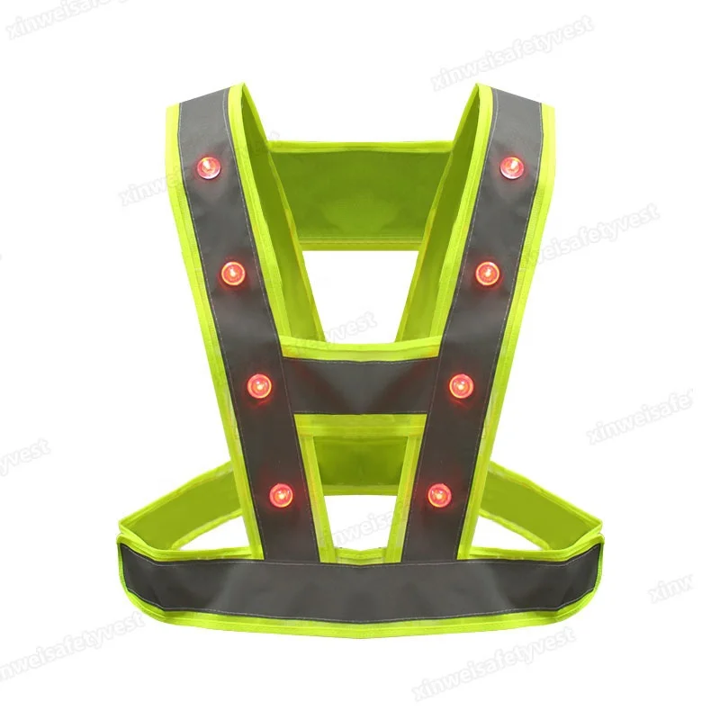 V Type Antifreezing LED Vest Hot Sell Light Models LED Reflective Safety Vest Running Flashing LED Reflective Clothing