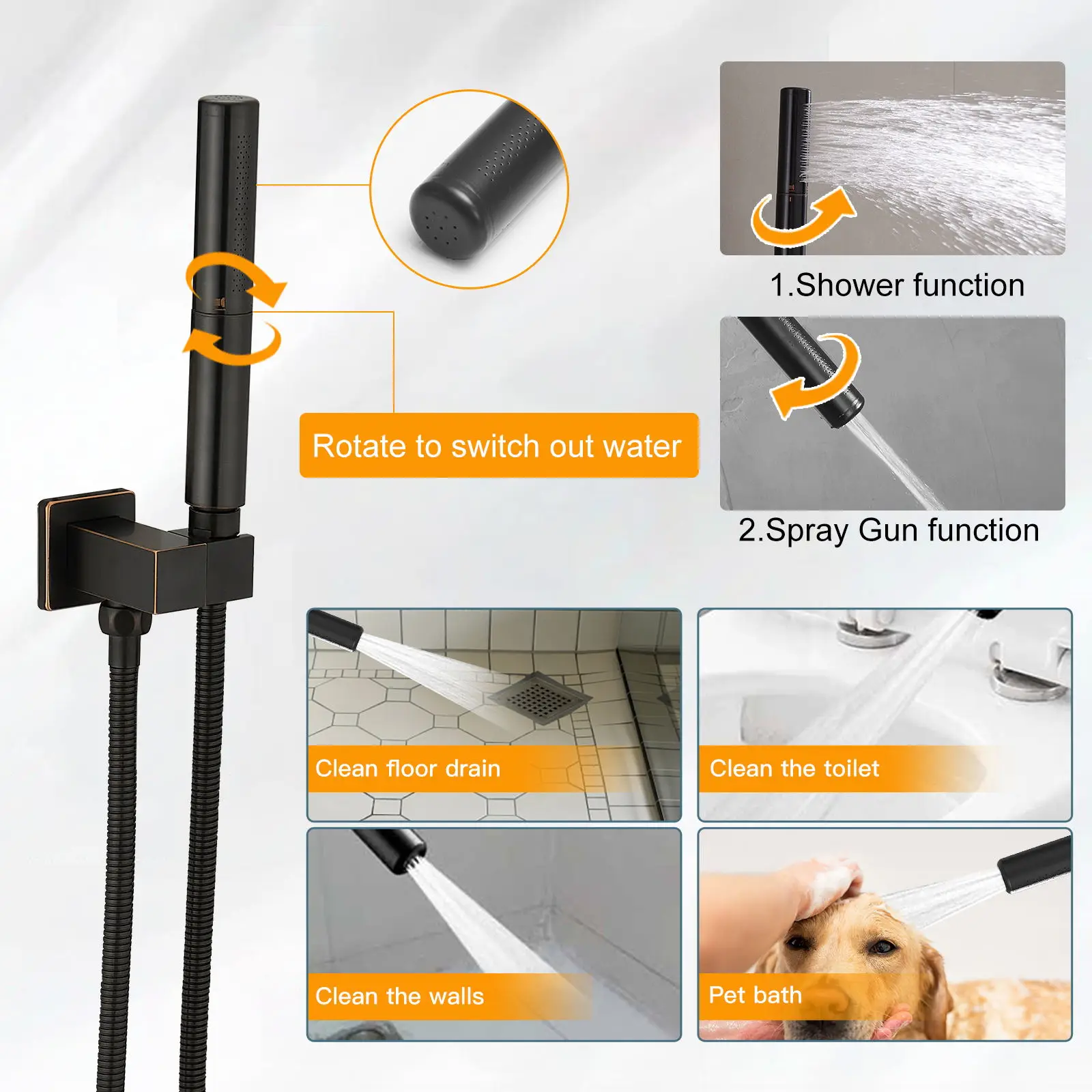 Luxury Concealed Bathroom Rain Mixer Shower Faucet Combo Set Wall Mounted Rainfall Shower Head System