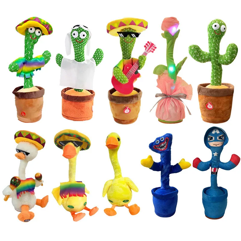 LINDA New Cactus Dancing Toy Dancing And Singing Skeleton  Songs Singing Talking Custom Plush Figure Stuffed Animal Dancing Toy