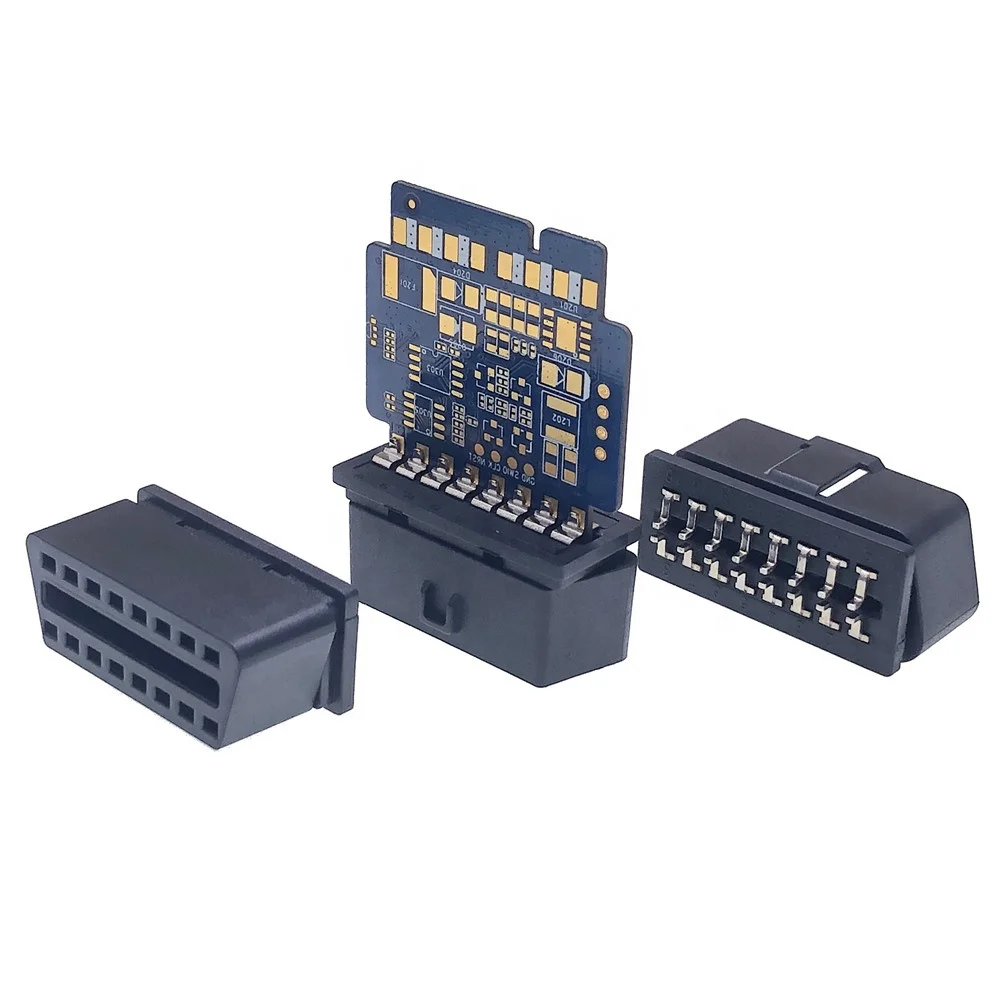 Прямоугольные штыри 16 Pin OBD 2 OBDII Штекерный разъем OBD2 16-контактный адаптер jзубчатый и