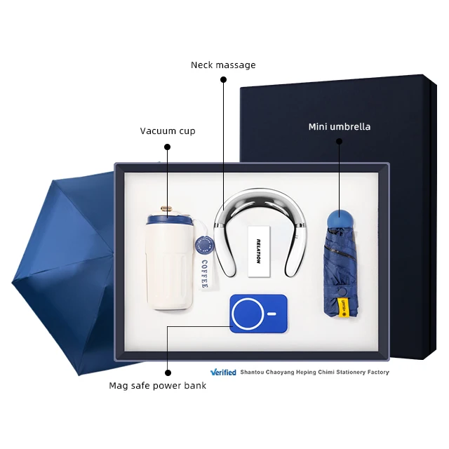 4 pieces in 1 vacuum cup + Neck massager + Mini umbrella + Mag safe power bank business Cooperate Gift Set