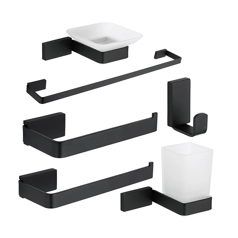 Home hotel matte black stainless steel bathroom accessories set