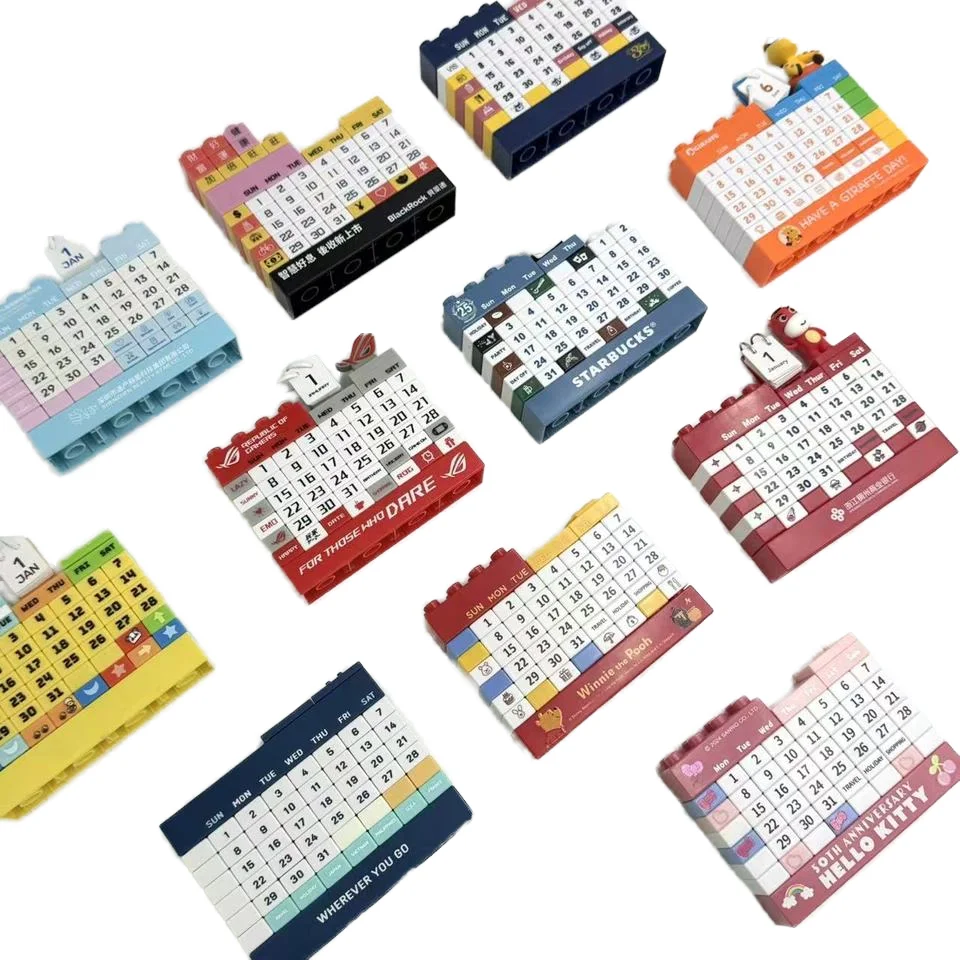 Creative Cartoon DIY Building Blocks Perpetual Calendar Manufactured Desktop DIY Desk Calendar for Promotional & Business Gifts