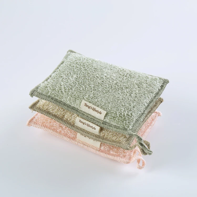 Non-Stick Oil Bamboo Fiber Dishwashing Sponge Natural Kitchen Cleaning Scouring Pad