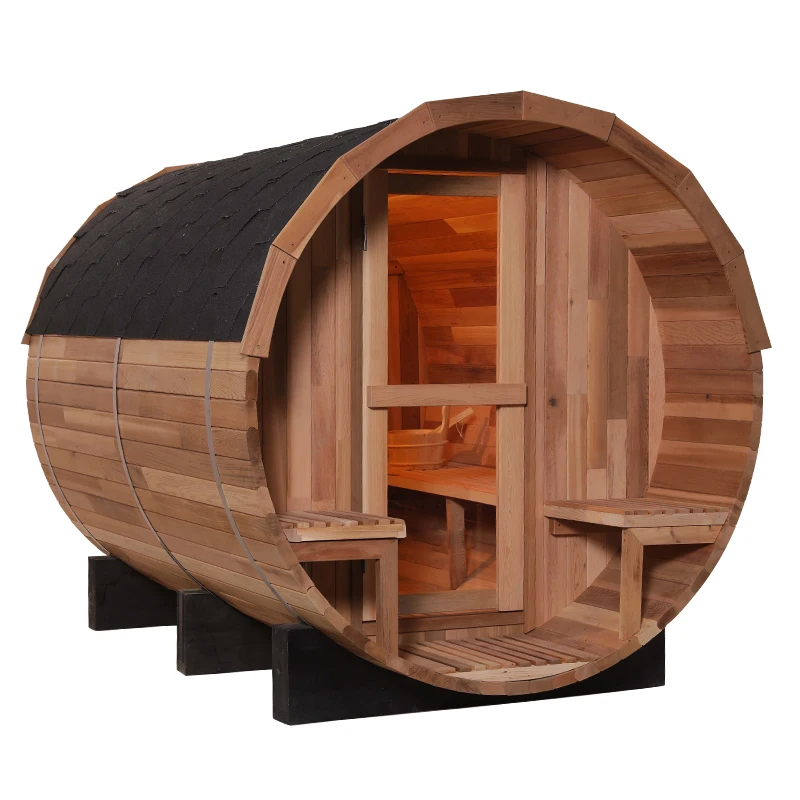 Canadian Red Cedar 6 Person Traditional Outdoor Cheap Barrel Sauna With Stove