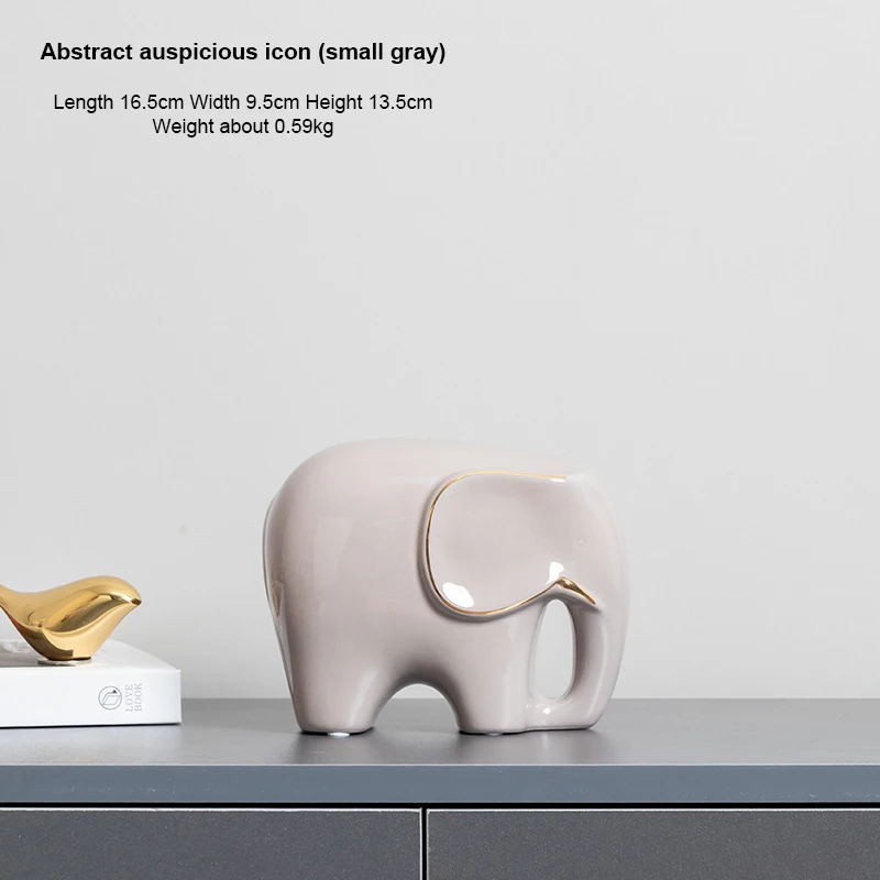 Modern Creative Auspicious Elephant Ceramic Ornament Light Luxury Solid Colour Lovely Animal Desktop Home Decorations
