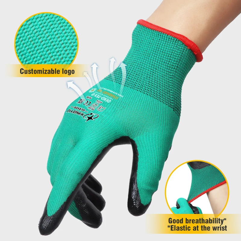 XINGYU China Assembly Heavy Duty Work Industrial Gloves For Leather Work Waterproof  Safety Nitrile Coated Work Gloves