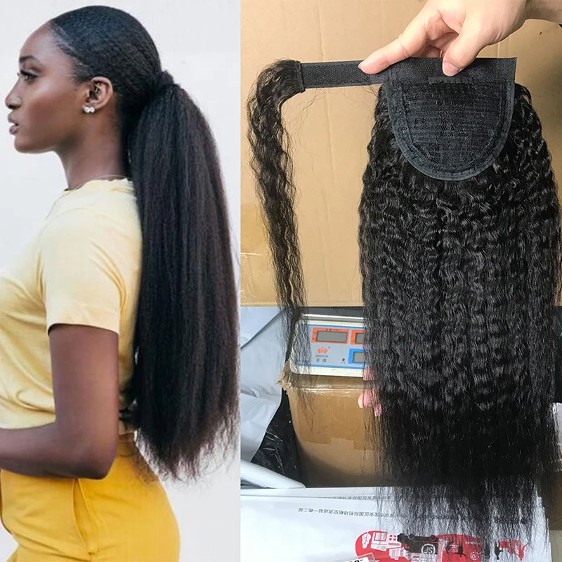 Wholesale straight private label clip in ponytail hair extensions, raw cuticle aligned brazilian clip in ponytail hair pieces