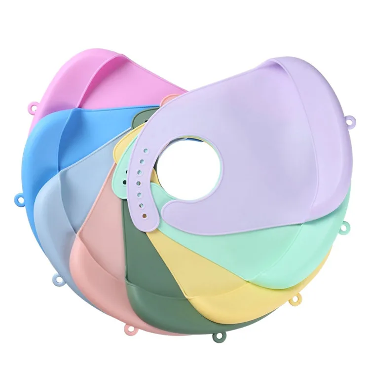
Popular Food Grade Custom waterproof Baby Silicon Bibs With food catcher silicone baby bib 