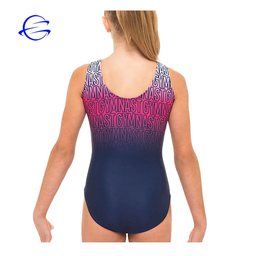Stitching Fabric Gradient Color Rhythmics Gymnastics Leotards for Girls