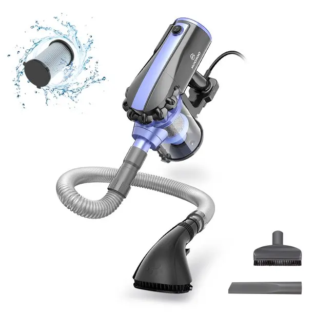 MOOSOO D600 Pet Handheld Vacuum 17Kpa Strong Suction Vacuum Cleaner Pet Grooming Brush 4 in 1 Corded Handheld Vacuum For Home
