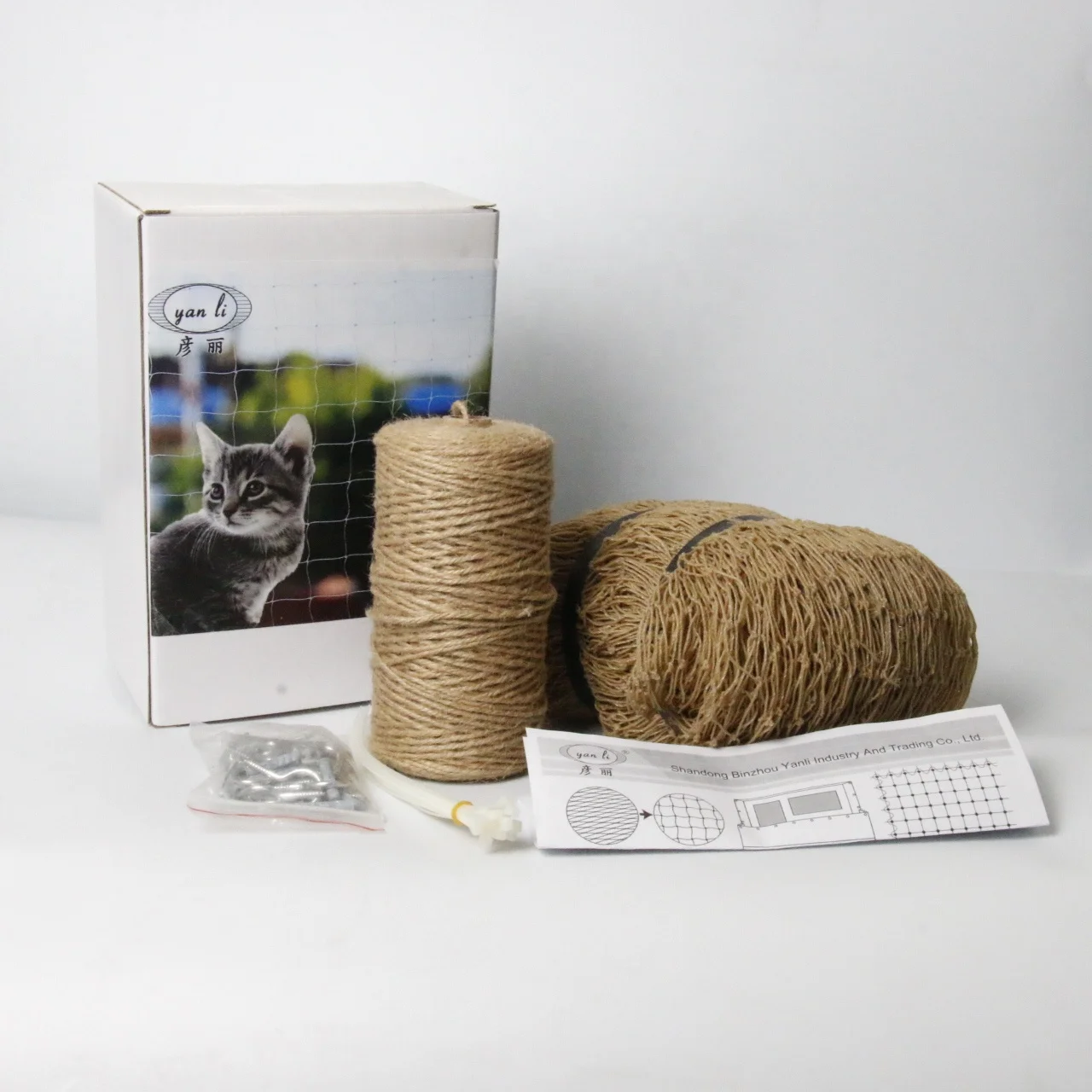 Heavy-duty protection beige nylon reinforced customizable balcony cat net