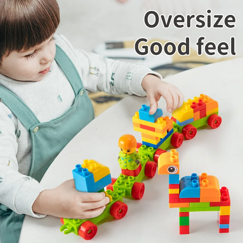 Classic Large Particle Building Blocks for Kids STEM Toy Building Bricks Set PVC Bag Unisex 180PCS Plastic Toy Car for Kids