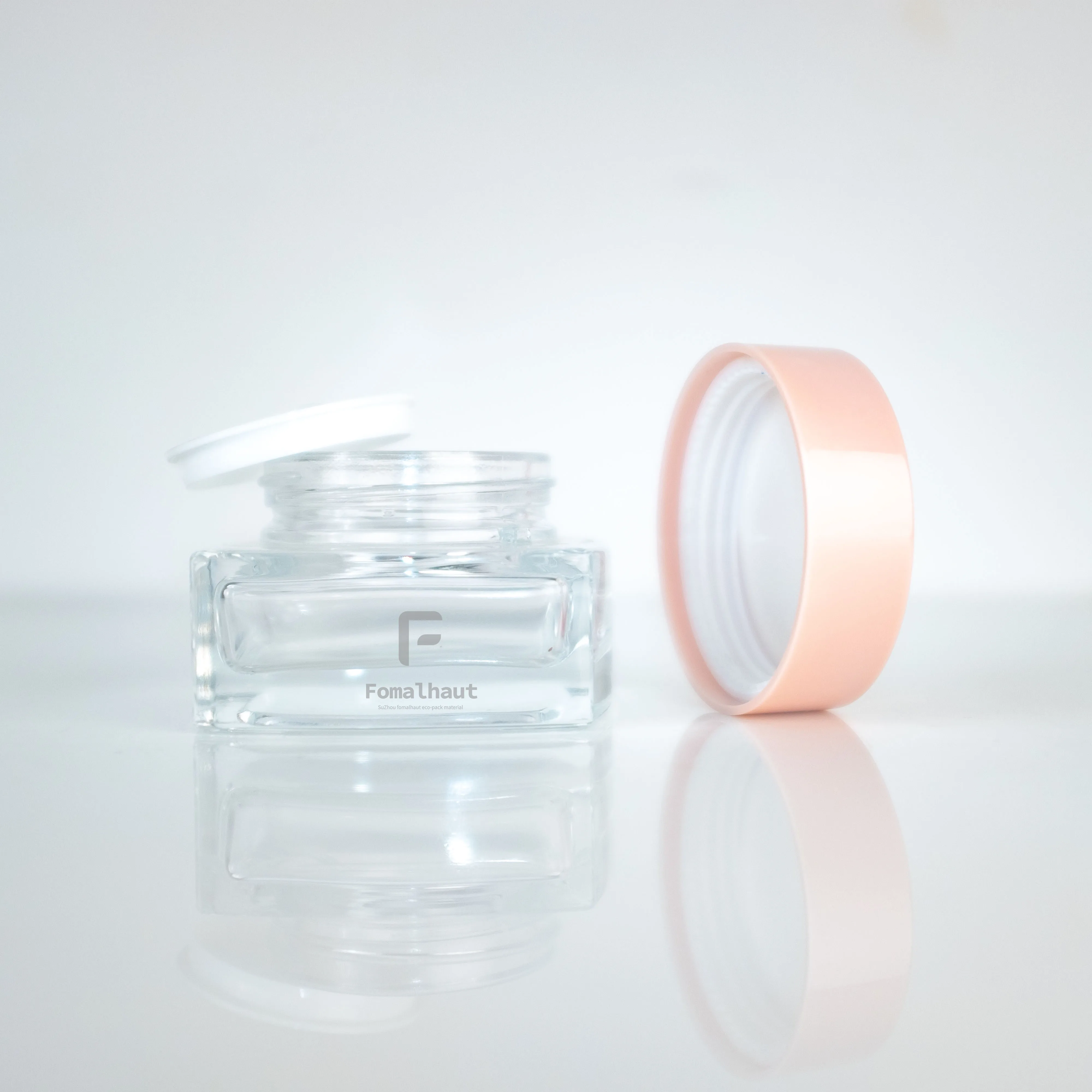 New Fancy Design 120g Glass Jars Clear Square Shape Cream Packaging Container