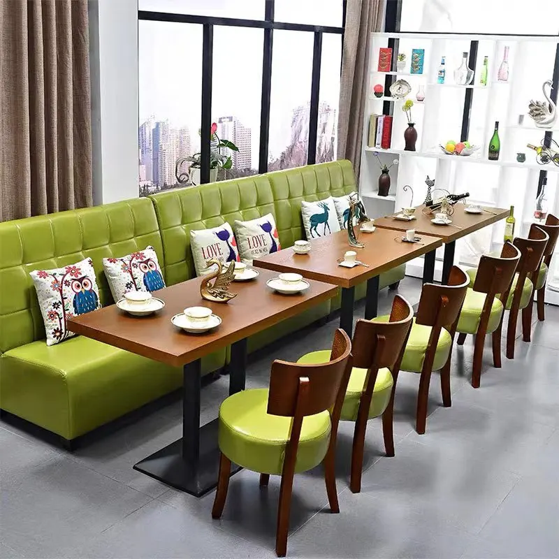 Most popular cafe milk tea store cold drink store cooking store bakery booth Solid wood table and chair set
