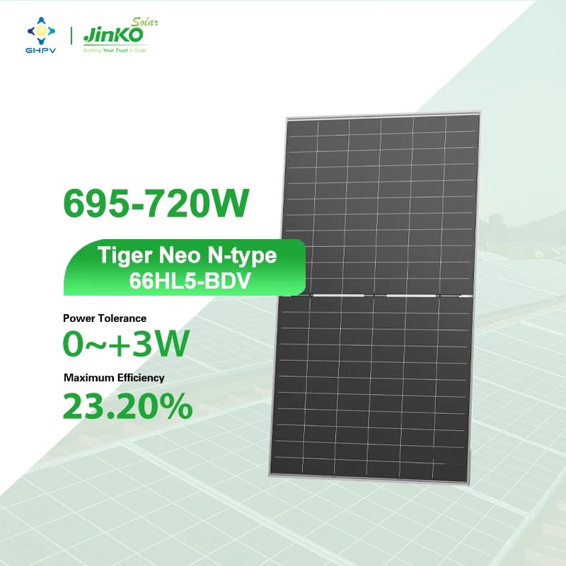 Jinko Pv Module Tiger Neo N-type 66HL5-BDV Mono Panneaux Solaire 695W 700W 705W 710W 715W 720W Dual Glass Mono Painel Solar