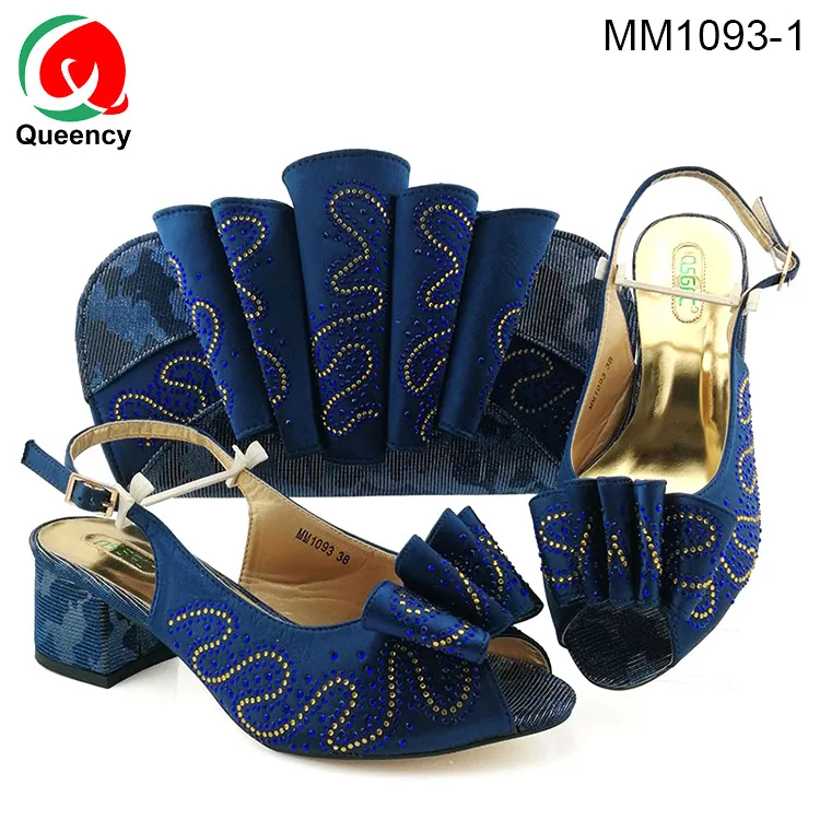 royal blue women wedge heel shoes italian women shoes and bag to match
