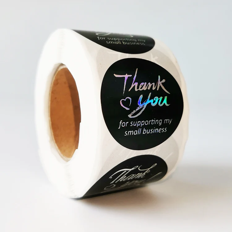 Stonedoing Printed 500pcs each Adhesive Roll Labels Package Use Custom Logo Thank You Round Label Sticker