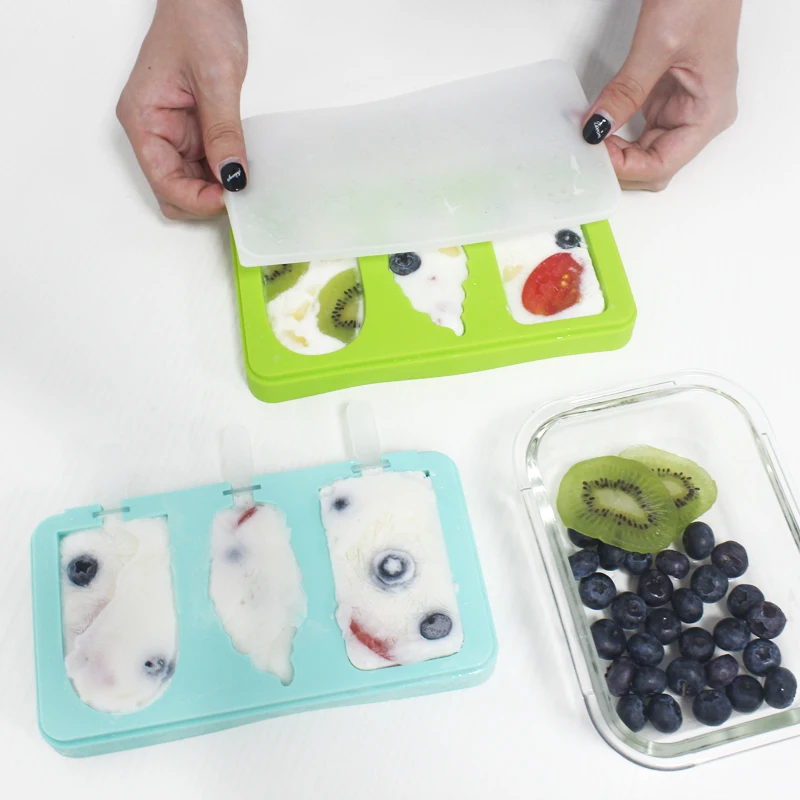 High quality customized silicone popsicle mold fruit shapes ice cream mold for children