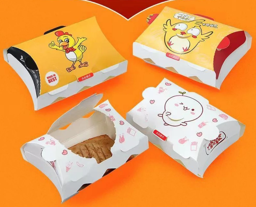 Fried chicken French fries hamburgers snacks potato chips Fast Take Away packaging boxes food grade paper