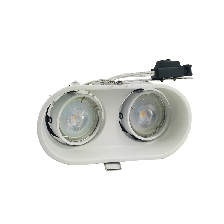 Simple Aluminum Directiononal Recessed Ceiling Double Head LED Spot Downlight Fitting GU10 MR16 Light Housing