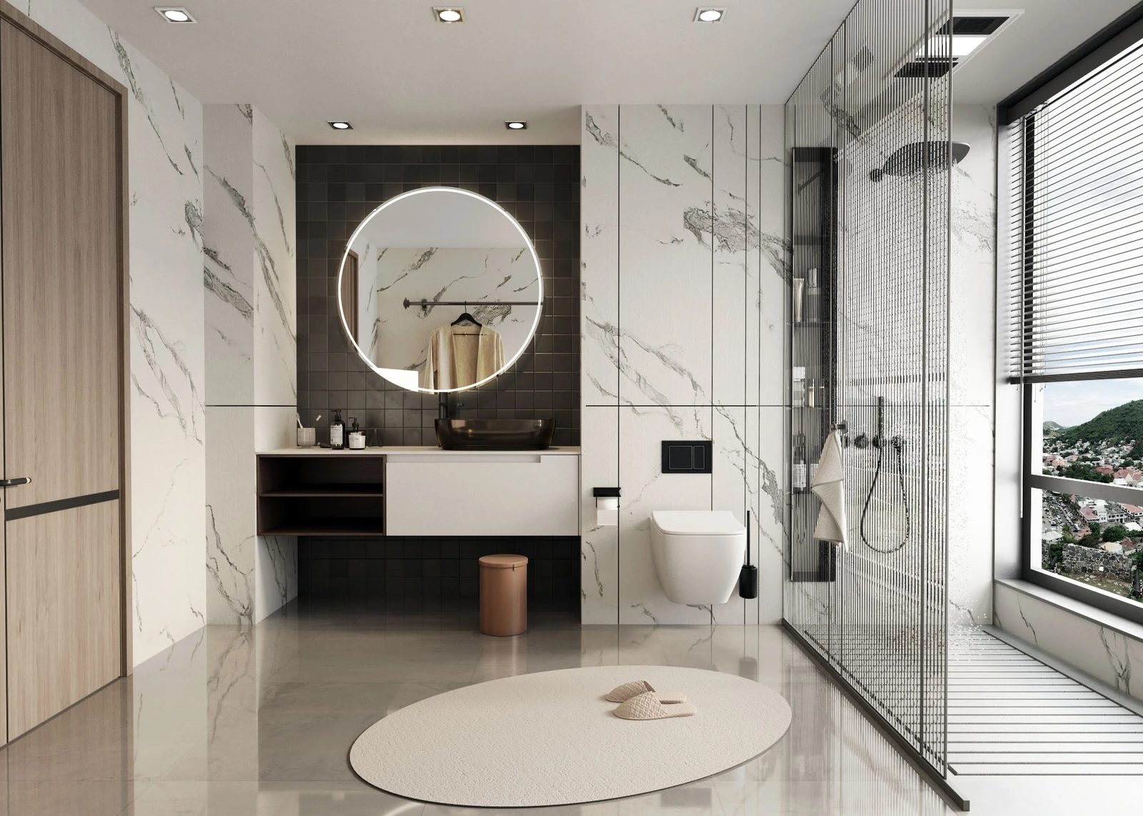 L-образный 12-дюймовый глубокий ПВХ туалетный шкаф для ванной