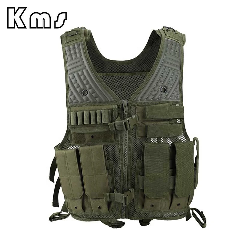 KMS Custom Adjustable Olive Green Mesh Outdoor Combat Training Molle Harness Gilet Tactique Chalecos Tactico Tactical Vest