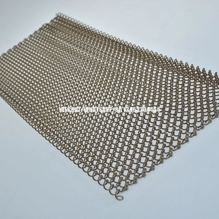 High Strength Architectural Decorative Metal Coil Drapery Mesh Curtains With Custom Color For Room Dividers