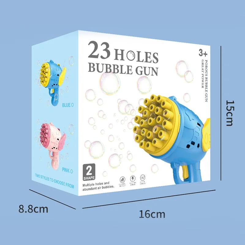 Amazon Hot Sale Summer 23-hole Bubble Machine Angel Bubble Gun Toy For Kids