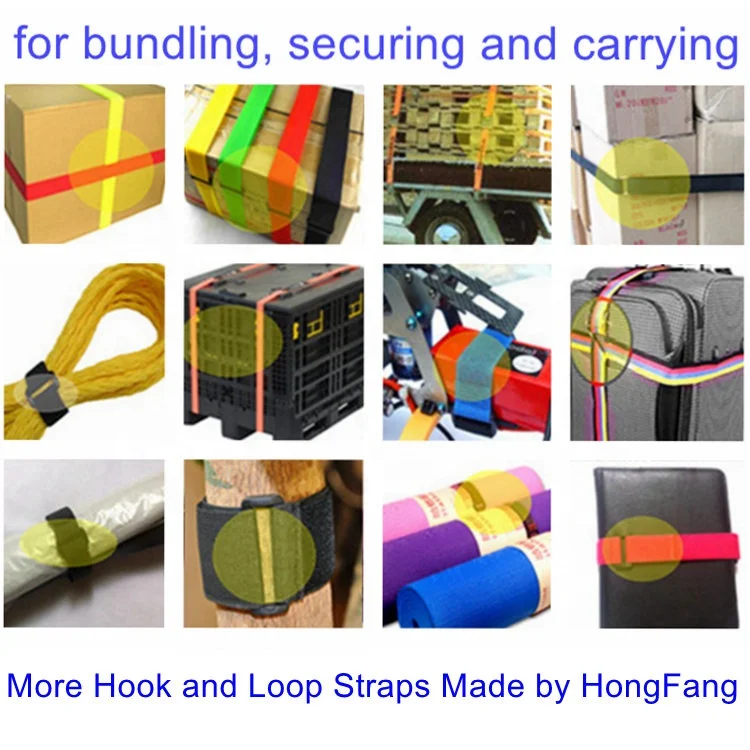 Custom Logo Hook and Loop Luggage Strap with Plastic Buckle Yellow Color Tape Silk Screen Logo Print, Woven Label 100% Nylon