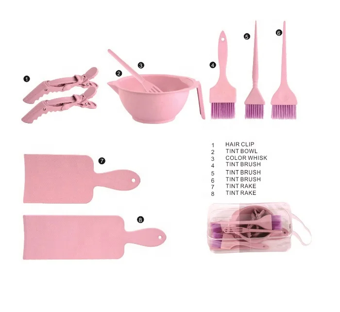 HEYAMO Biodegradable Wheat Straw Factory Direct Sale Natural Hair Clip Dye Brush Tint Brush And Bowl Board Hair Dyeing Gift Set