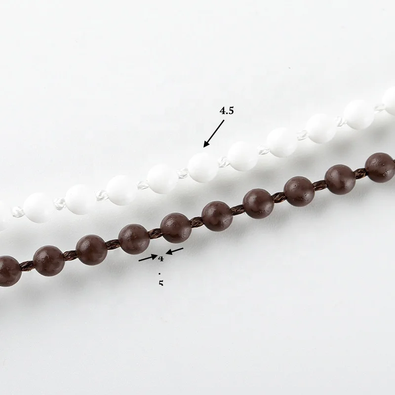 roller blinds components 4.5*6mm thick cord plastic curtain chain pom plastic ball chain roller blinds chain