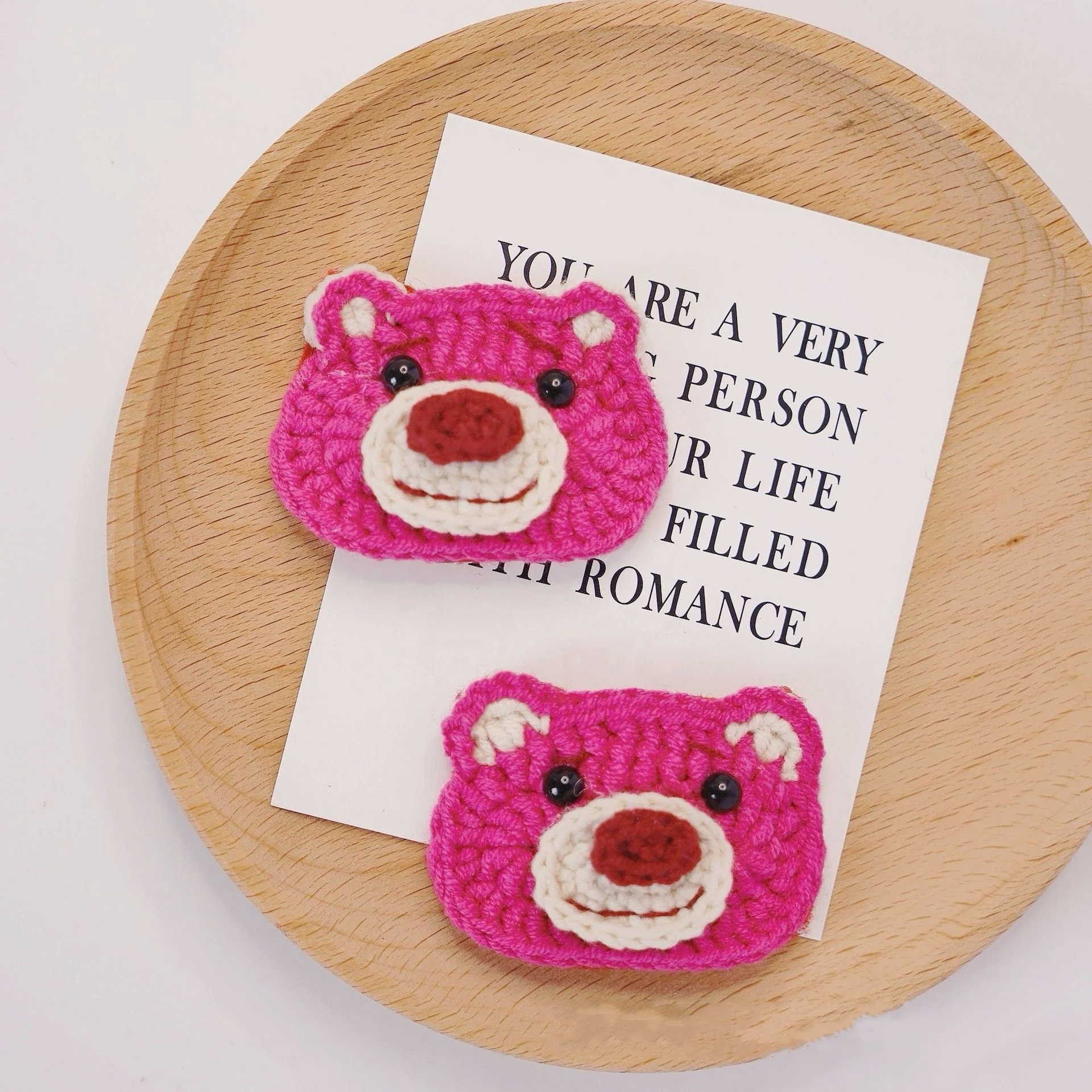 Cute Sweet Bear Wool Clip Kids Girls Hairpins Hairgrips Knitted Bear Hairclips Crochet Hair Clips for Girls Cartoon Hair Pins