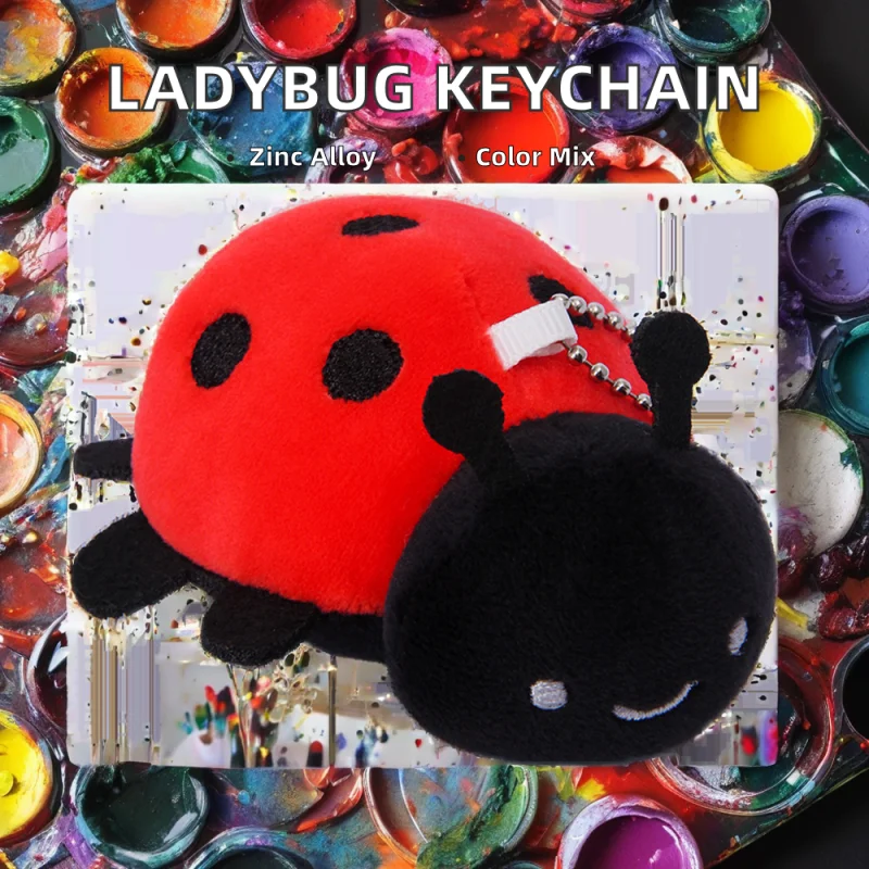 Unisex Beetle Ladybug Plush Keychain Car Decoration Bug Stuffed Animal Toys Backpack Charm Pendant for Parties