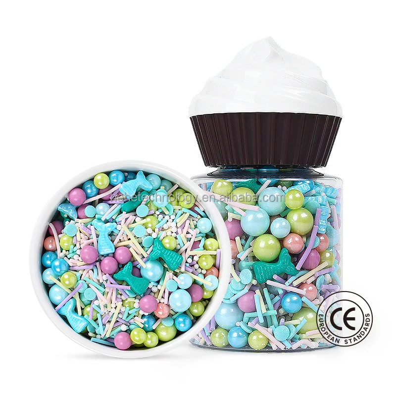 Popular 120g Mermaid Tails HALAL Candy Sprinkles Mixed Sprinkles Non E171&E127 Cake Sprinkles Edible Decoration for EU Cake Shop